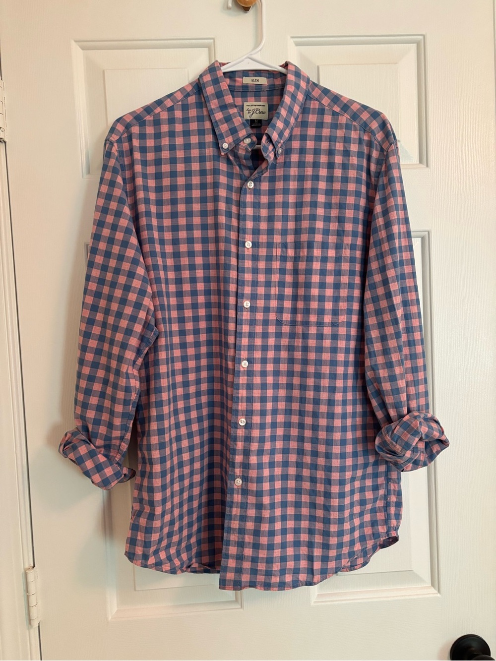 J. Crew Pink and Blue Gingham Button-Down Shirt